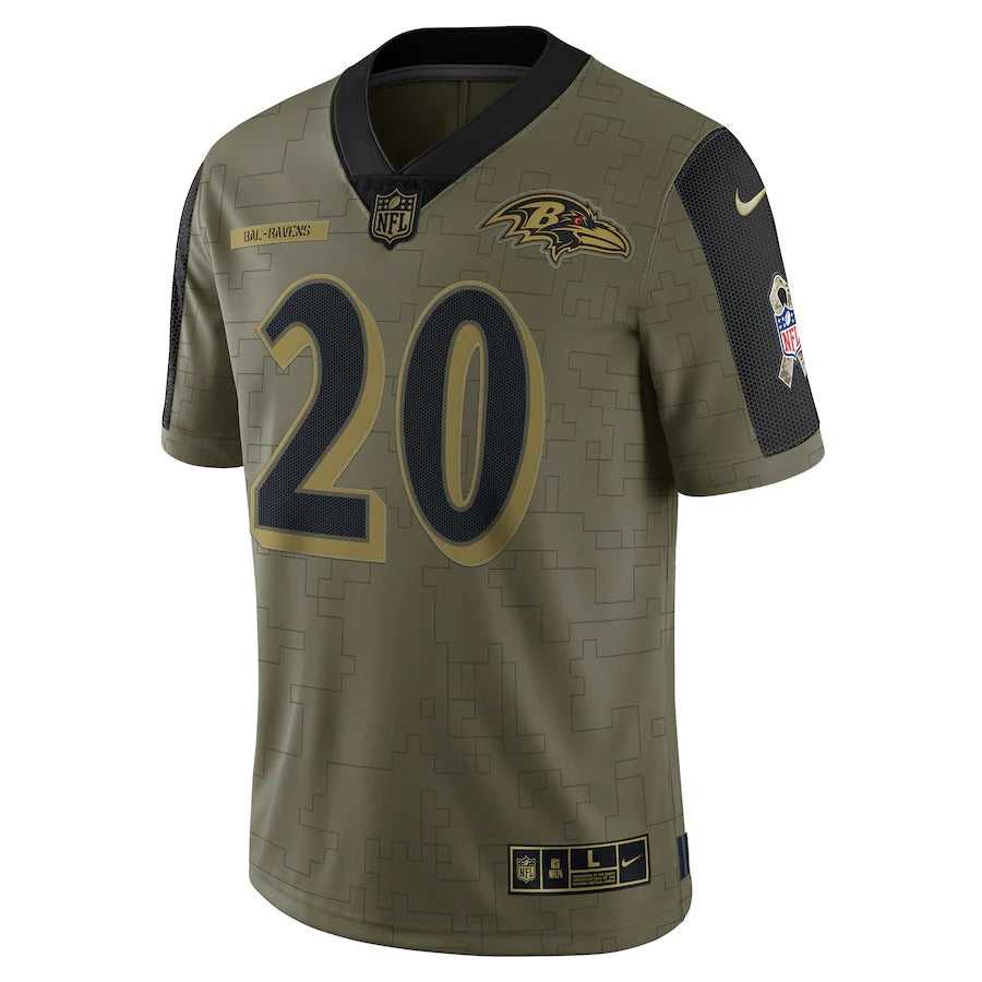 Men's Baltimore Ravens Ed Reed Nike Olive 2021 Salute To Service Retired Player Limited Jersey