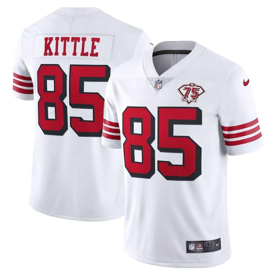 Men's San Francisco 49ers George Kittle Nike White 75th Anniversary 2nd Alternate Vapor Limited Jersey