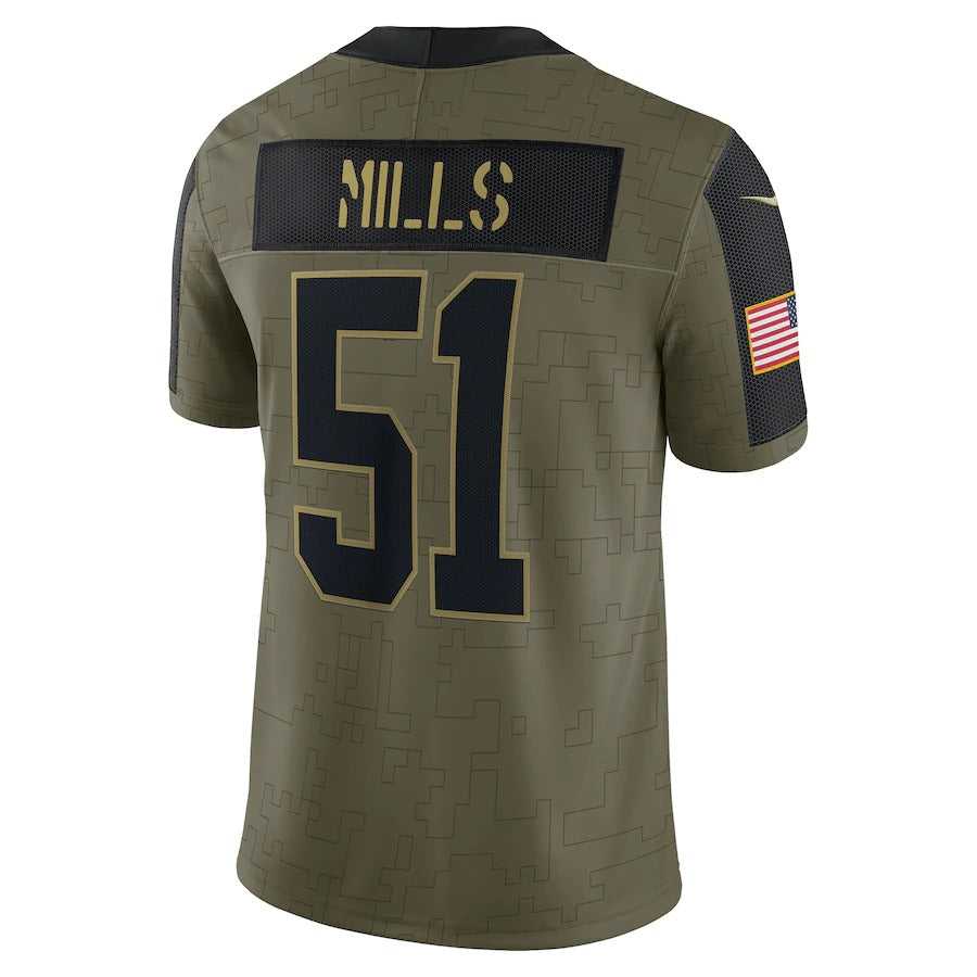 Men's Carolina Panthers Sam Mills Nike Olive 2021 Salute To Service Retired Player Limited Jersey
