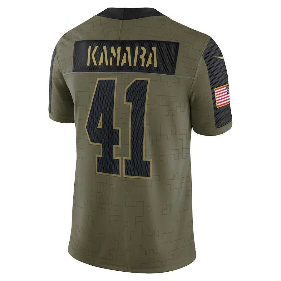 Men's New Orleans Saints Alvin Kamara Nike Olive 2021 Salute To Service Limited Player Jersey