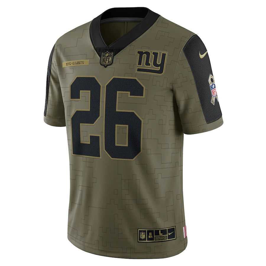 Men's New York Giants Saquon Barkley Nike Olive 2021 Salute To Service Limited Player Jersey