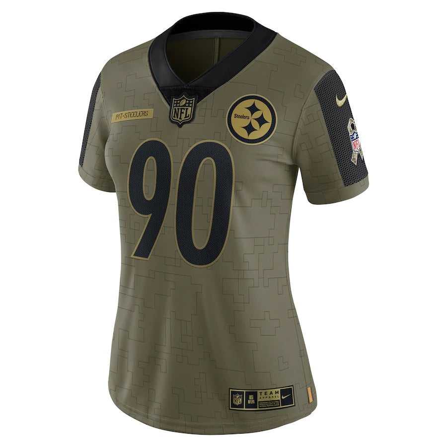 Women's Pittsburgh Steelers T.J. Watt Nike Olive 2021 Salute To Service Limited Player Jersey