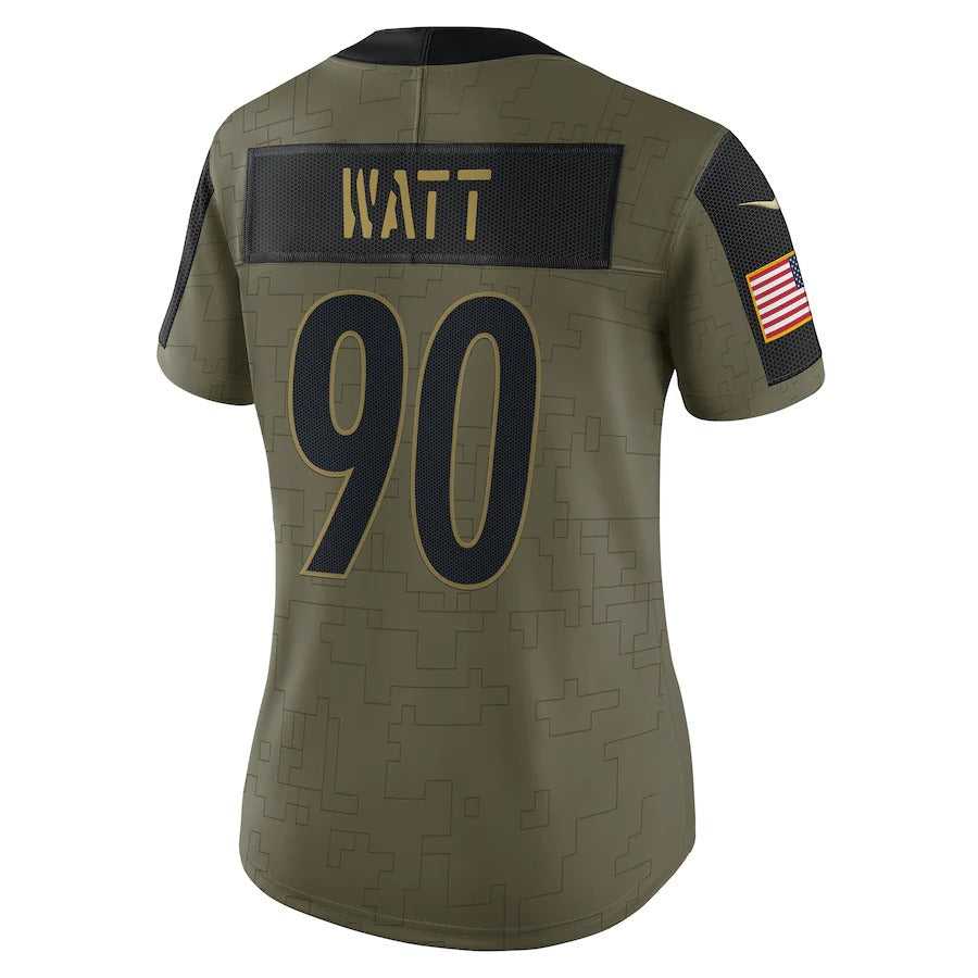 Women's Pittsburgh Steelers T.J. Watt Nike Olive 2021 Salute To Service Limited Player Jersey