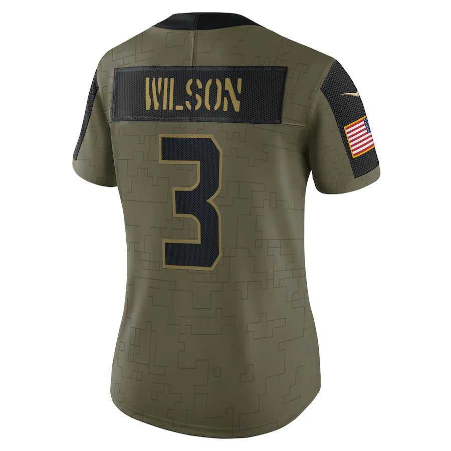 Women's Seattle Seahawks Russell Wilson Nike Olive 2021 Salute To Service Limited Player Jersey