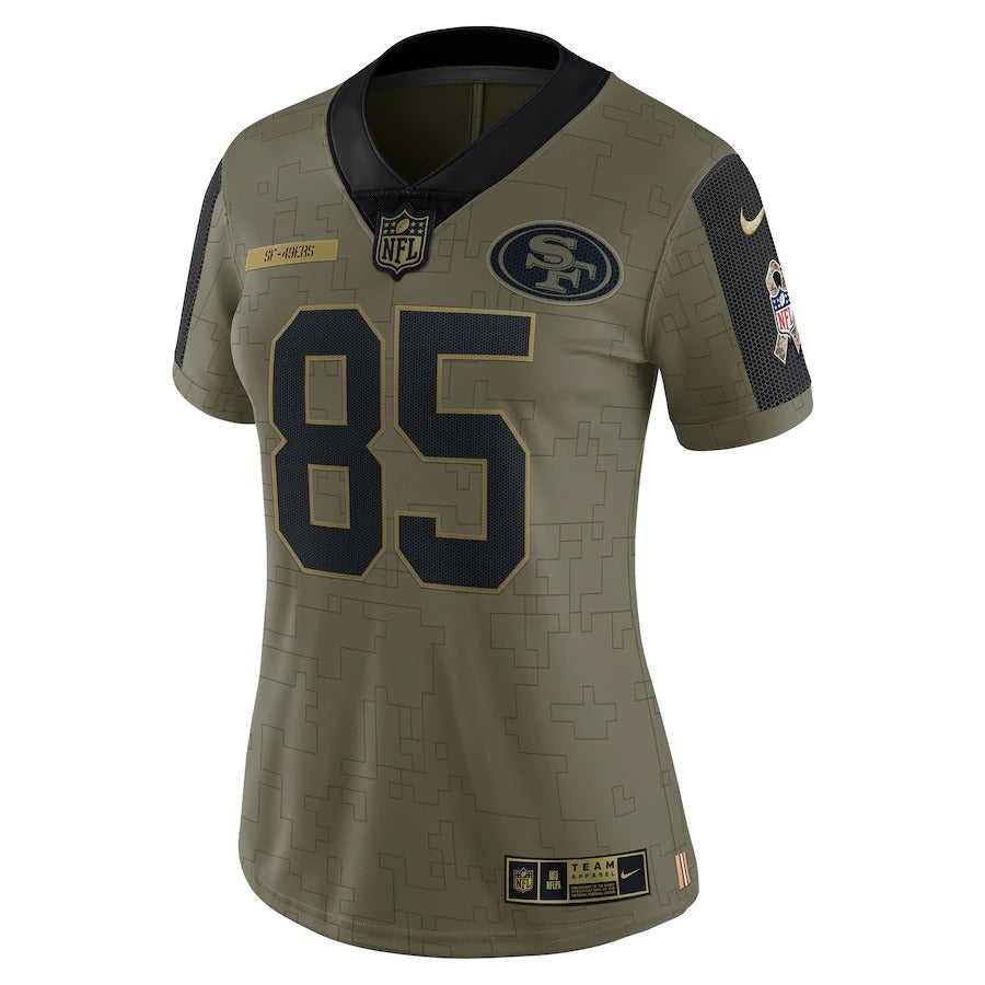Women's San Francisco 49ers George Kittle Nike Olive 2021 Salute To Service Limited Player Jersey