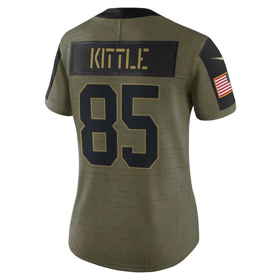 Women's San Francisco 49ers George Kittle Nike Olive 2021 Salute To Service Limited Player Jersey