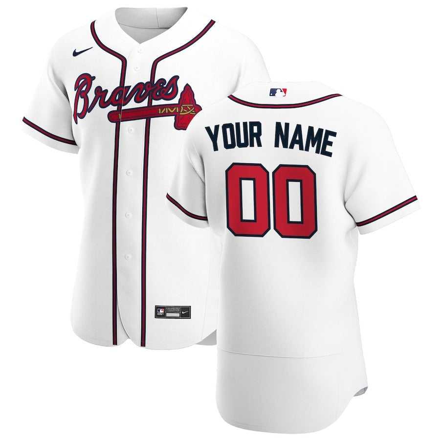 Men's Atlanta Braves Nike White Home Authentic Custom Jersey