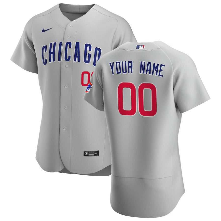 Men's Chicago Cubs Nike Gray Road Authentic Custom Jersey