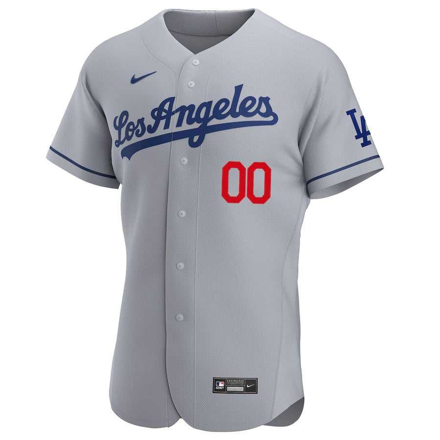 Men's Los Angeles Dodgers Nike Gray Road Authentic Custom Patch Jersey