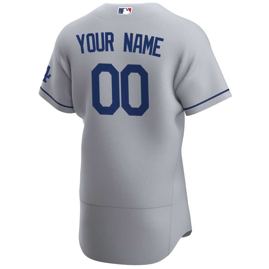 Men's Los Angeles Dodgers Nike Gray Road Authentic Custom Patch Jersey
