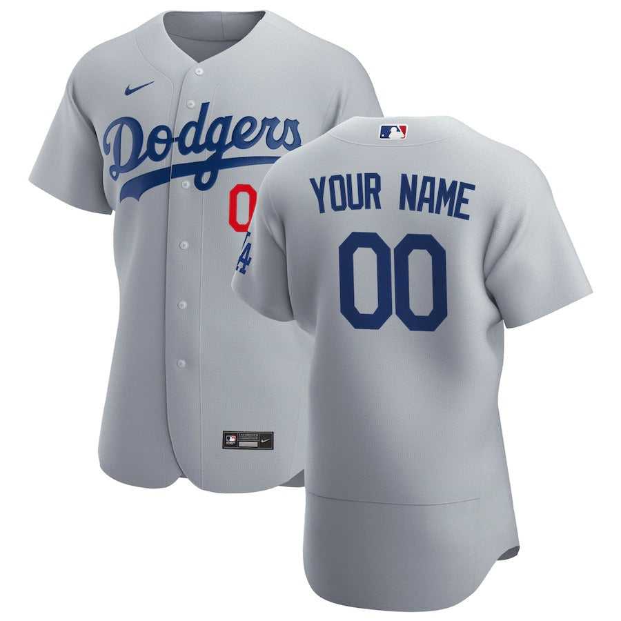 Men's Los Angeles Dodgers Nike Gray Alternate Authentic Custom Patch Jersey