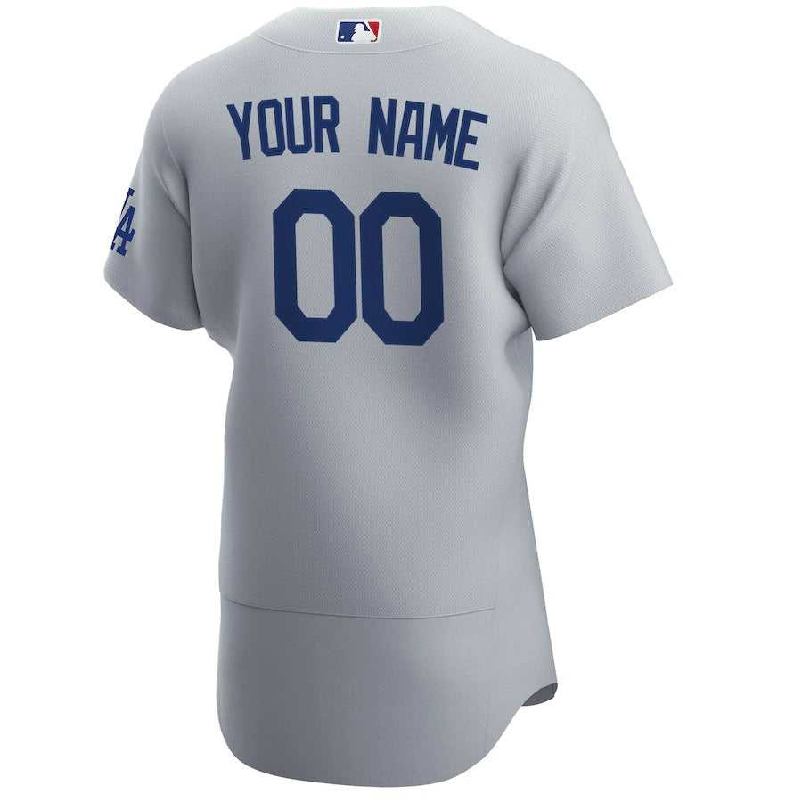 Men's Los Angeles Dodgers Nike Gray Alternate Authentic Custom Patch Jersey