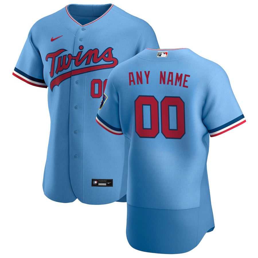 Men's Minnesota Twins Nike Powder Blue Alternate Authentic Custom Patch Jersey