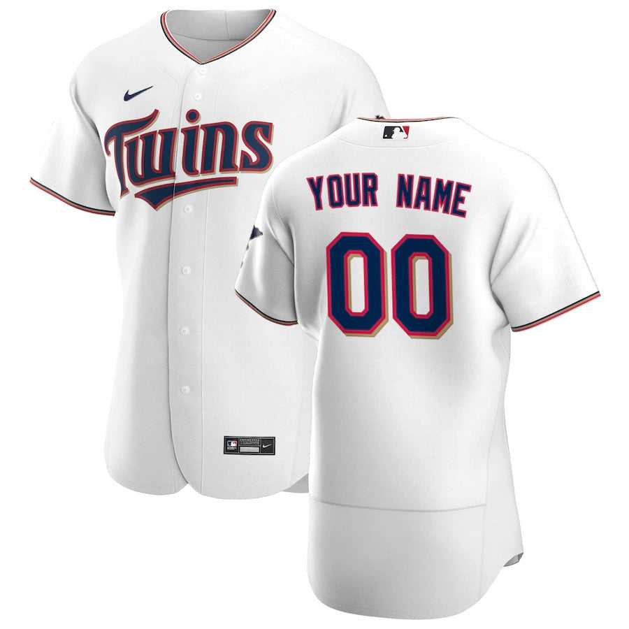 Men's Minnesota Twins Nike White Home Authentic Custom Patch Jersey