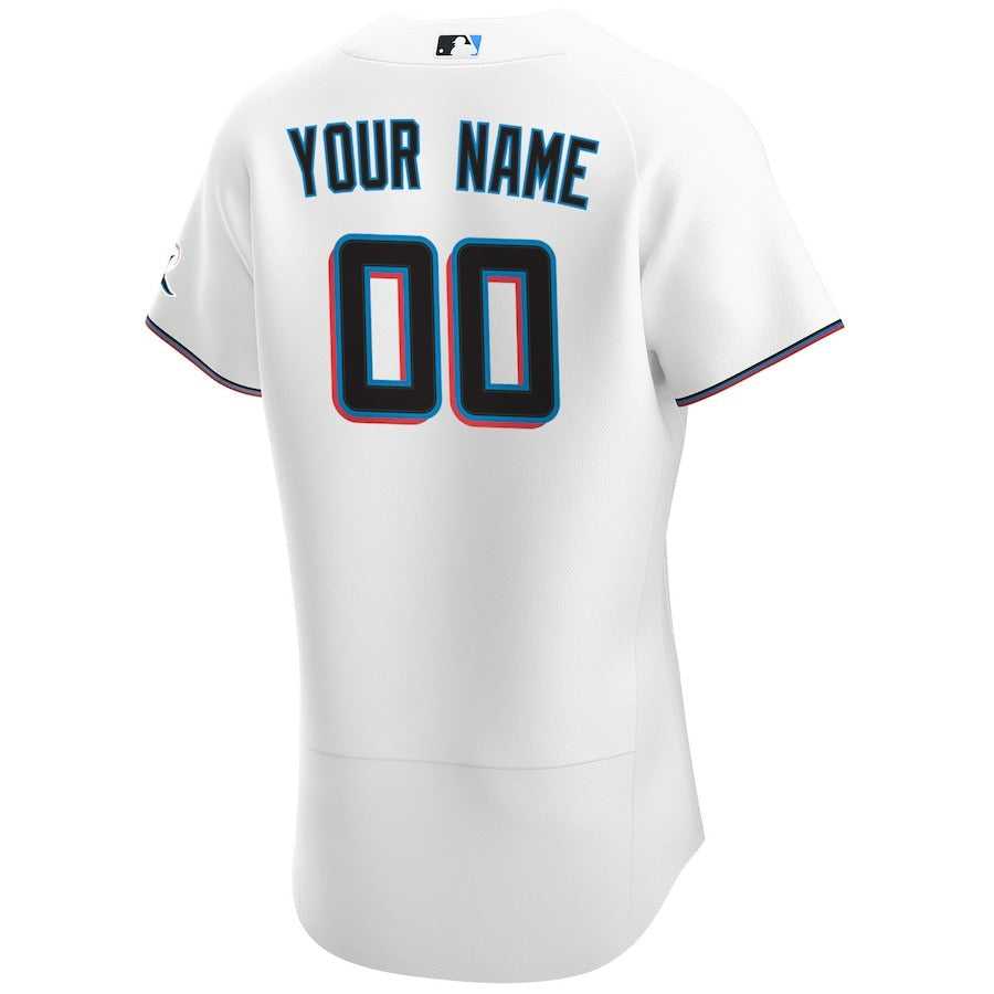 Men's Miami Marlins Nike White Home Authentic Custom Jersey