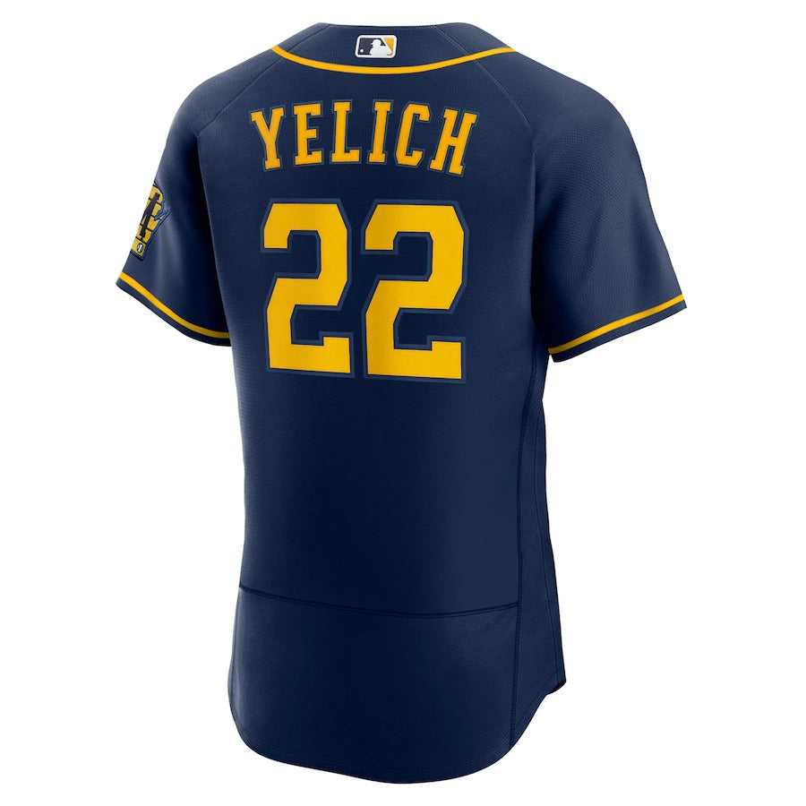Men's Milwaukee Brewers Christian Yelich Nike Navy 50th Season Alternate Authentic Player Jersey