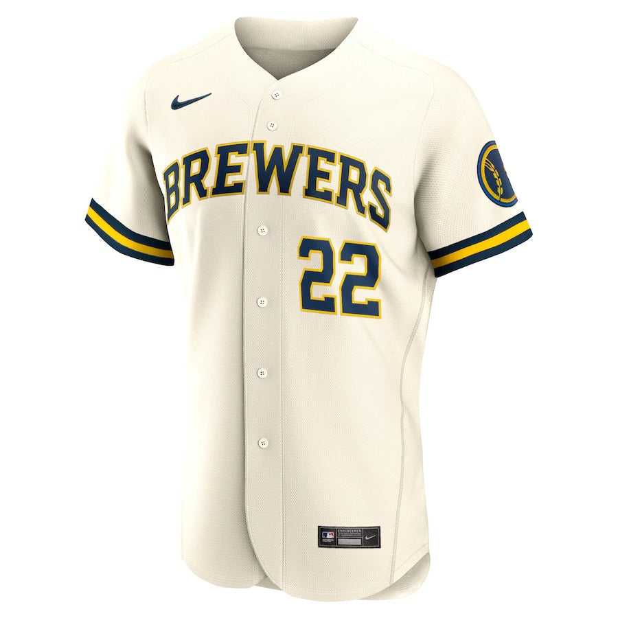 Men's Milwaukee Brewers Christian Yelich Nike Cream Home Wordmark Authentic Player Jersey