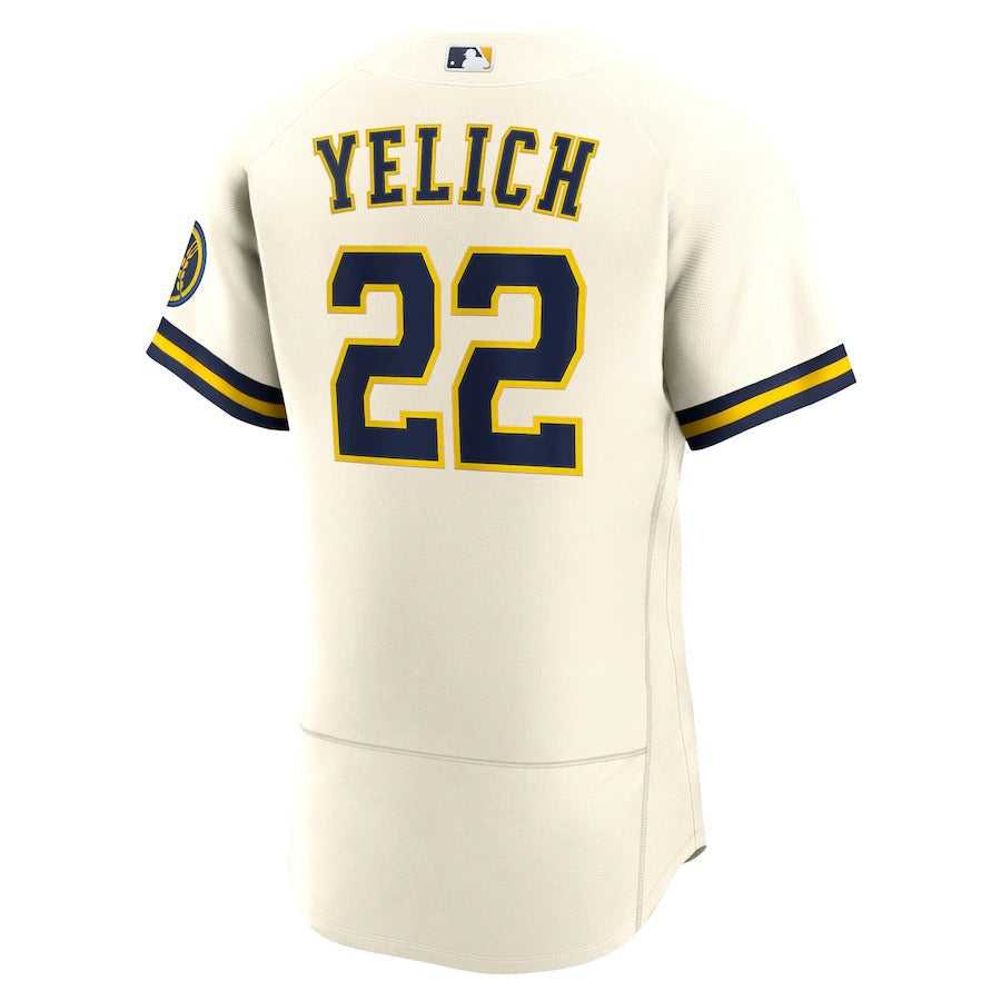Men's Milwaukee Brewers Christian Yelich Nike Cream Home Wordmark Authentic Player Jersey