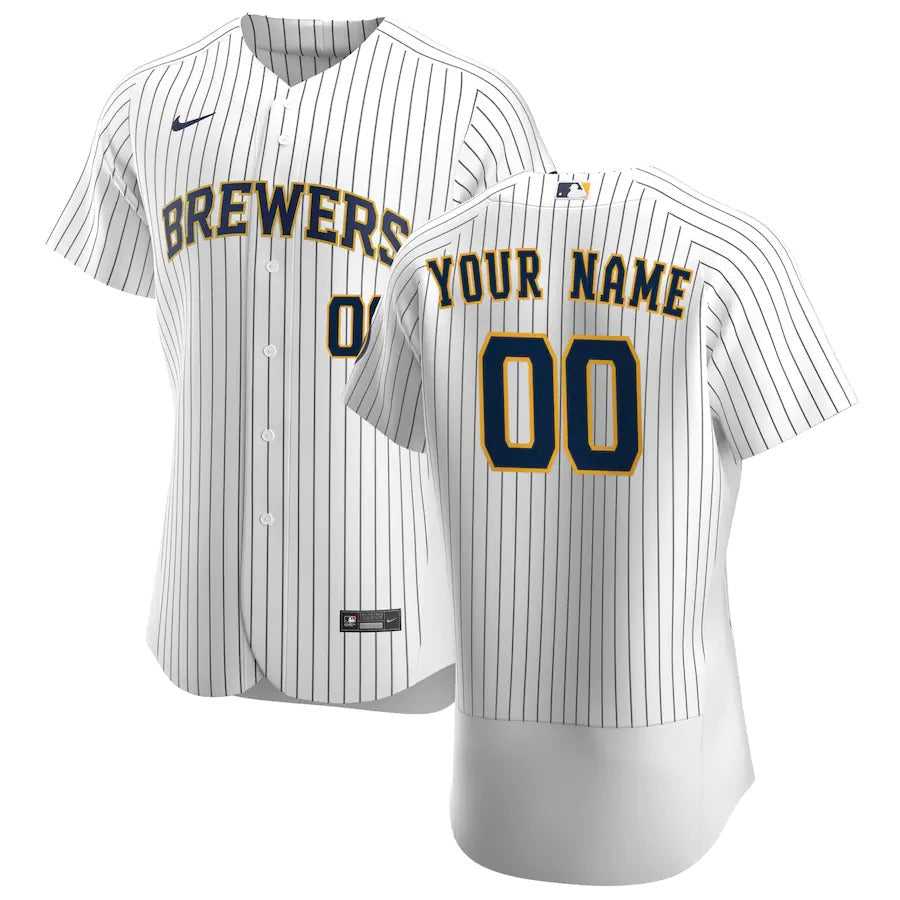 Men's Milwaukee Brewers Nike White Alternate Authentic Custom Patch Jersey