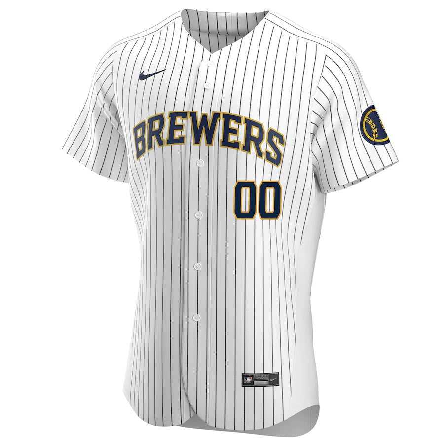 Men's Milwaukee Brewers Nike White Alternate Authentic Custom Patch Jersey