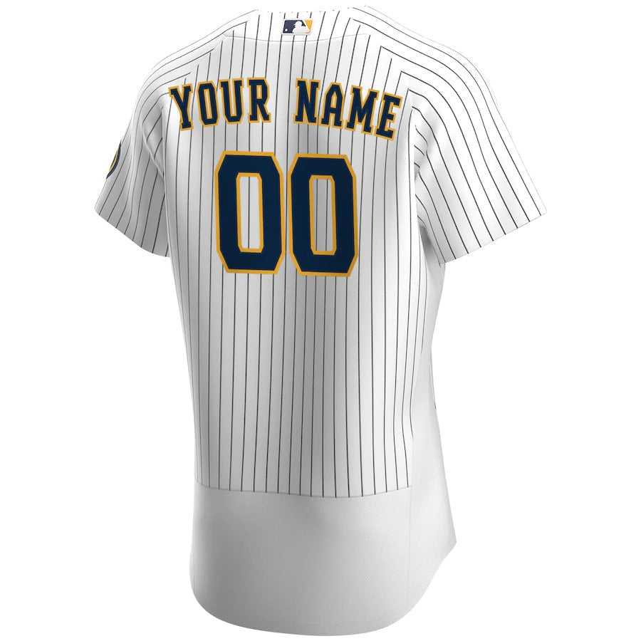 Men's Milwaukee Brewers Nike White Alternate Authentic Custom Patch Jersey