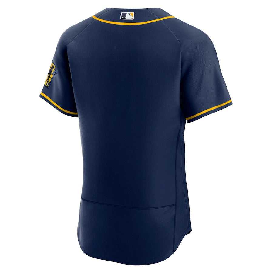 Men's Milwaukee Brewers Nike Navy Alternate Authentic Team Logo Jersey