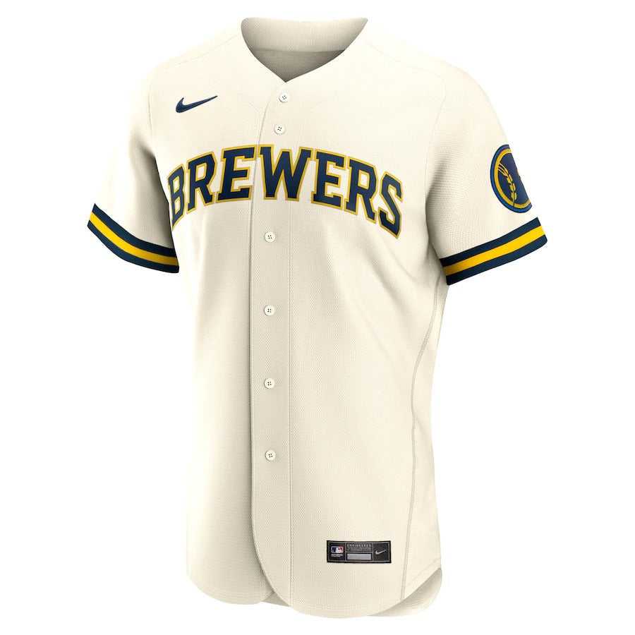 Men's Milwaukee Brewers Nike Cream Home Authentic Team Logo Jersey