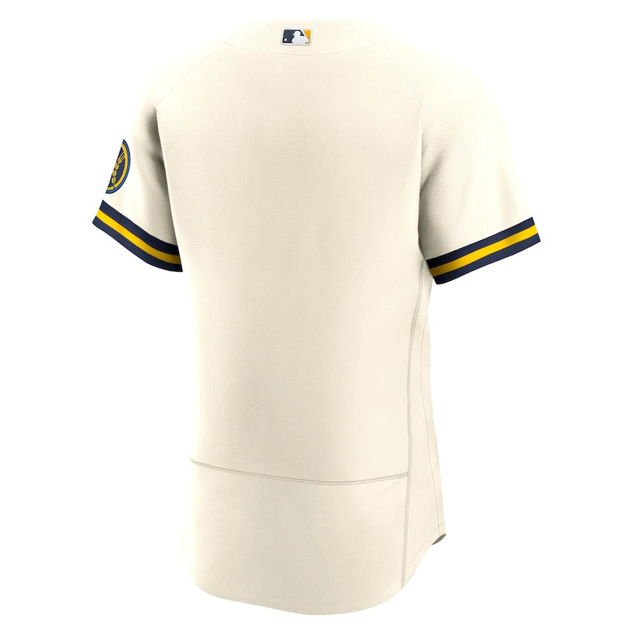 Men's Milwaukee Brewers Nike Cream Home Authentic Team Logo Jersey