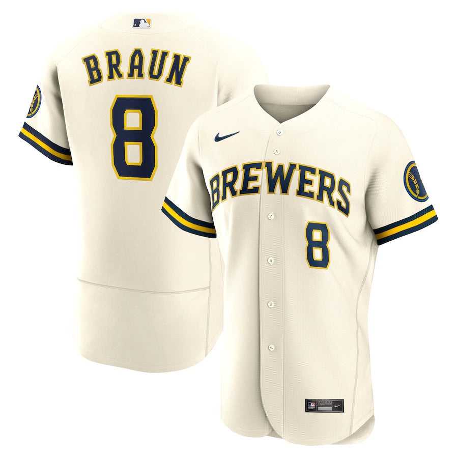 Men's Milwaukee Brewers Ryan Braun Nike Cream Home Authentic Player Jersey