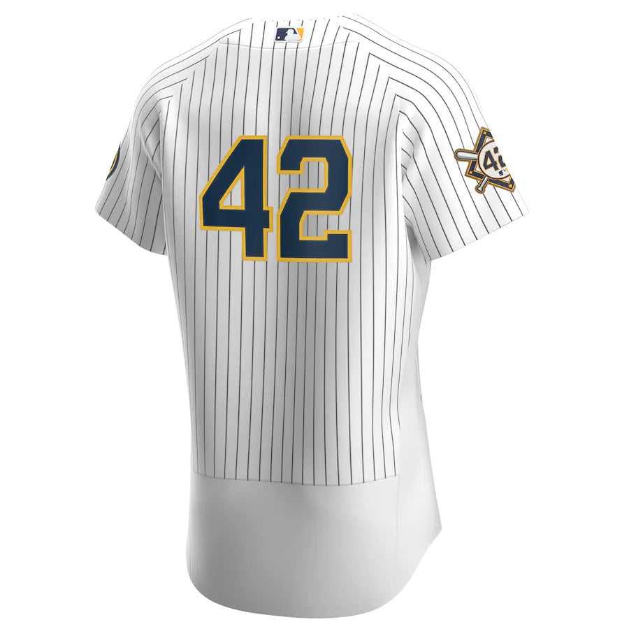 Men's Milwaukee Brewers Nike White/Navy Home Jackie Robinson Day Authentic Jersey