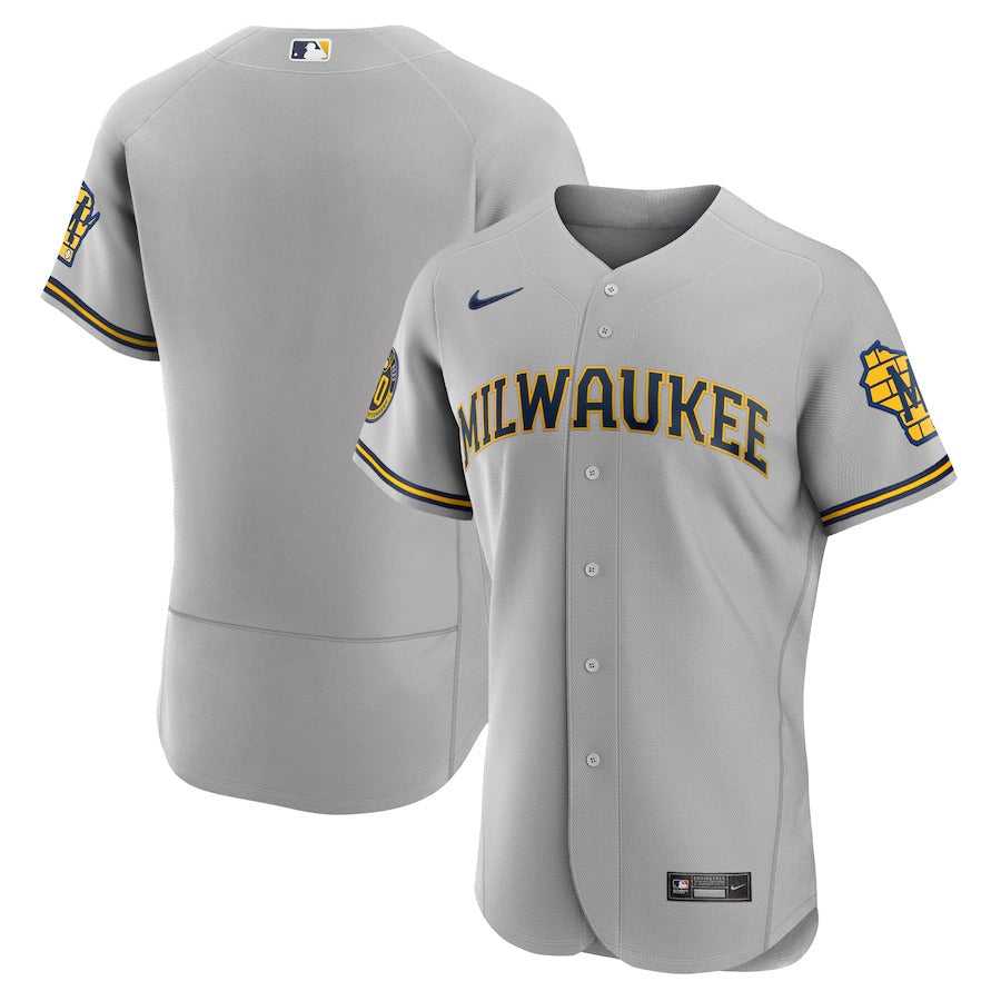 Men's Milwaukee Brewers Nike Gray Road Authentic Team Jersey