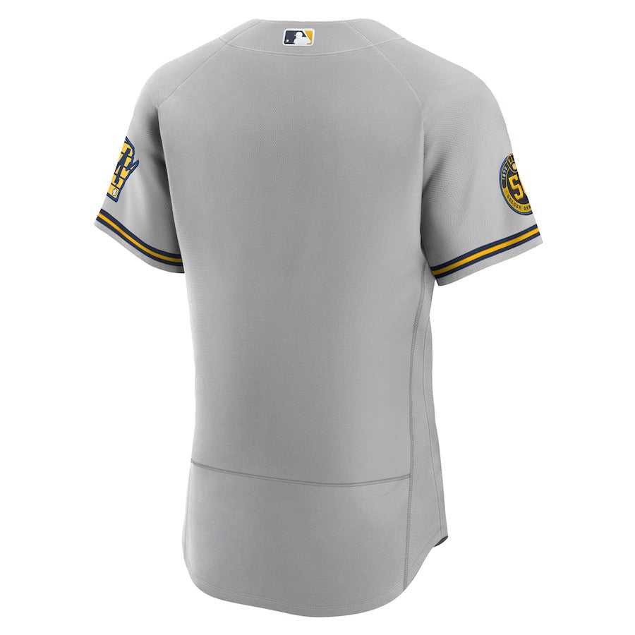 Men's Milwaukee Brewers Nike Gray Road Authentic Team Jersey