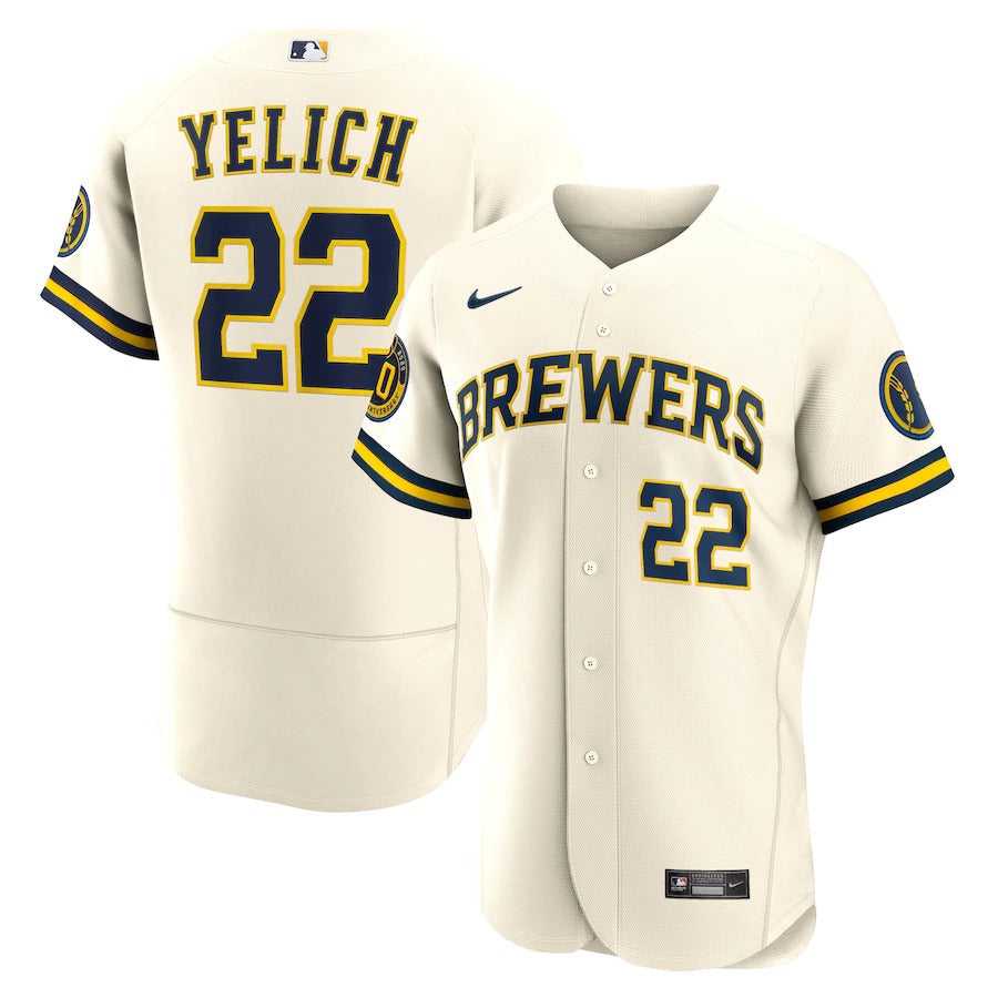 Men's Milwaukee Brewers Christian Yelich Nike Cream Home Authentic Player Jersey