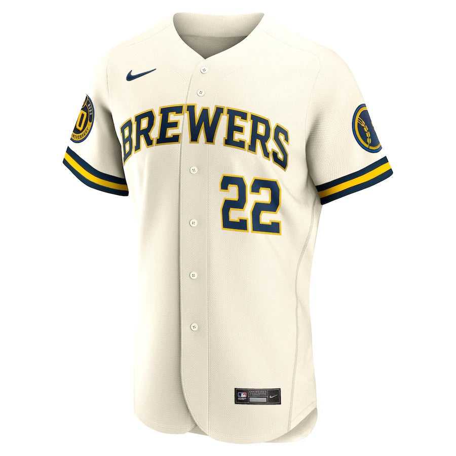 Men's Milwaukee Brewers Christian Yelich Nike Cream Home Authentic Player Jersey