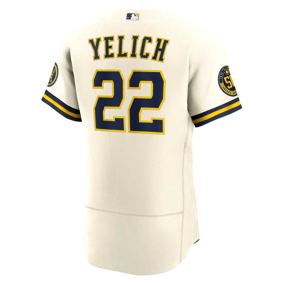 Men's Milwaukee Brewers Christian Yelich Nike Cream Home Authentic Player Jersey