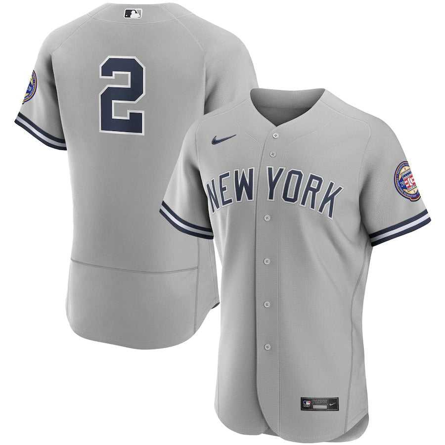 Men's New York Yankees Derek Jeter Nike Gray 2020 Hall of Fame Induction Road Authentic Player Jersey