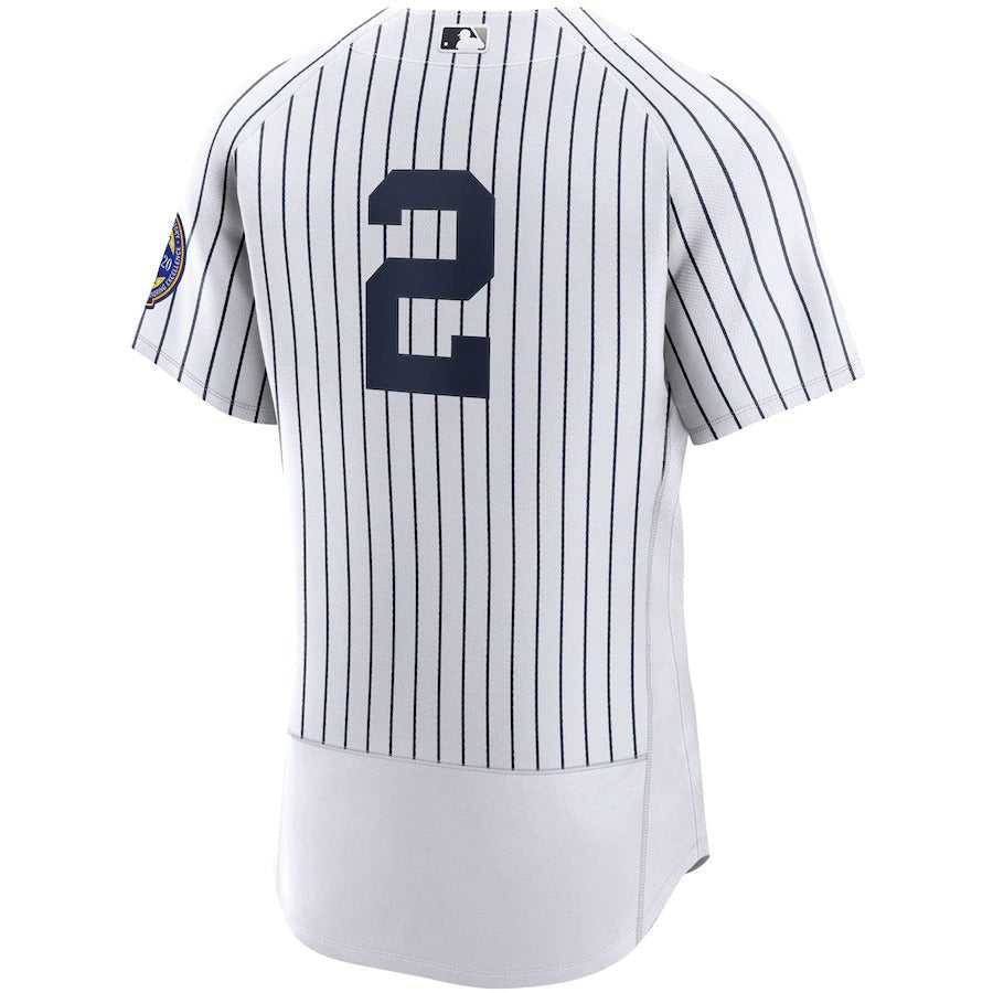 Men's New York Yankees Derek Jeter Nike White/Navy 2020 Hall of Fame Induction Patch Authentic Jersey