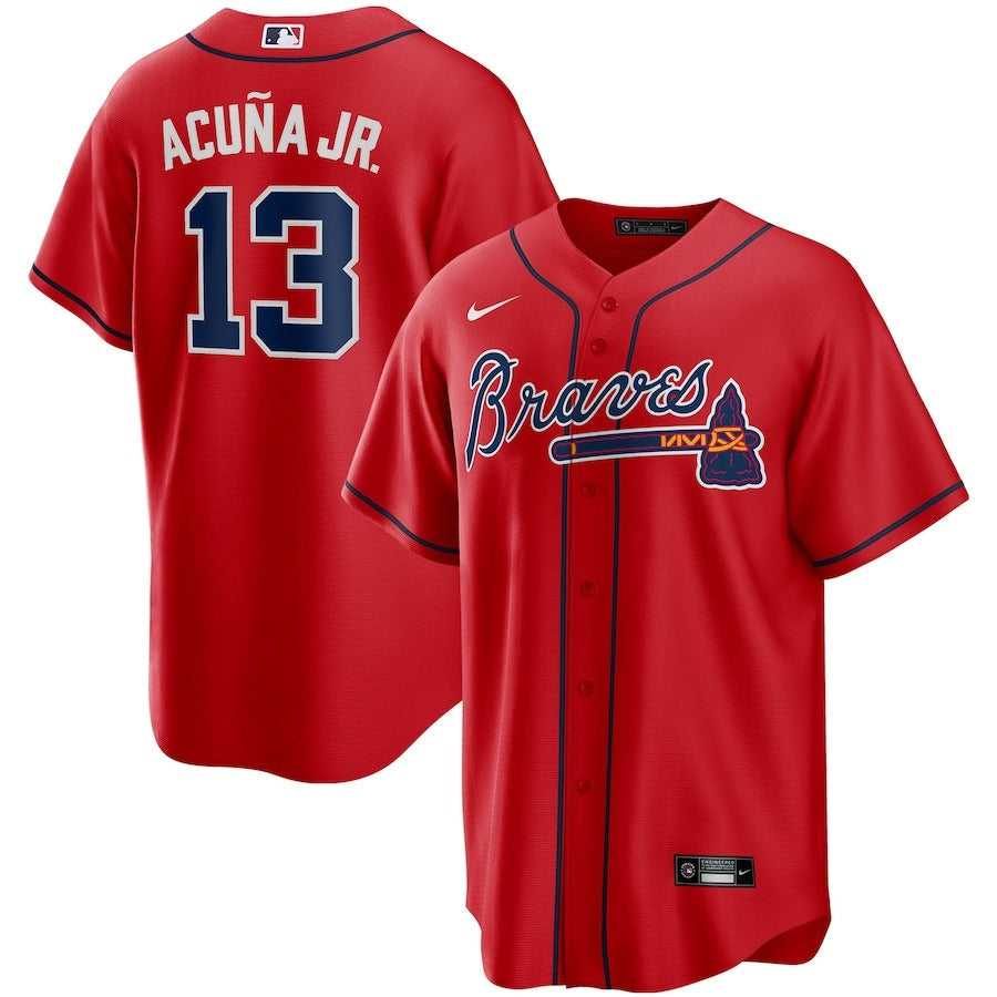 Men's Atlanta Braves Ronald Acuna Jr. Nike Red Alternate Replica Player Name Jersey