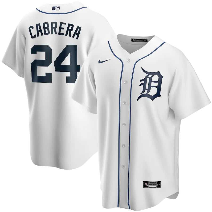 Men's Detroit Tigers Miguel Cabrera Nike White Home Replica Player Name Jersey