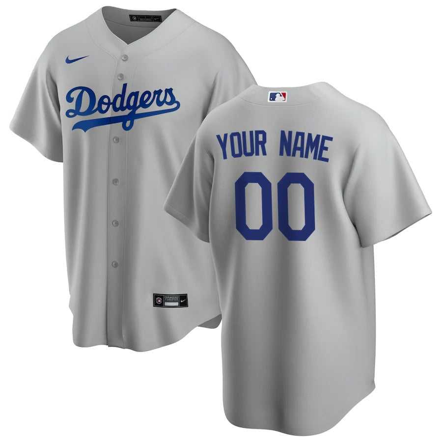 Men's Los Angeles Dodgers Nike Gray Alternate Replica Custom Jersey