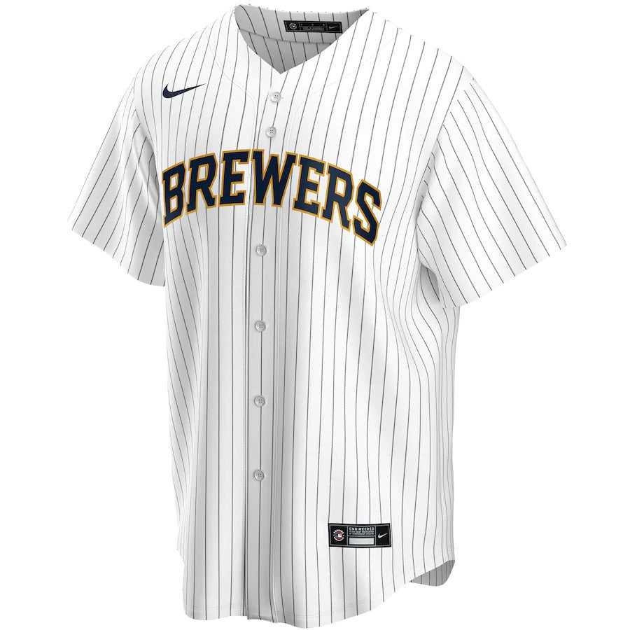 Men's Milwaukee Brewers Nike White Alternate Replica Custom Jersey