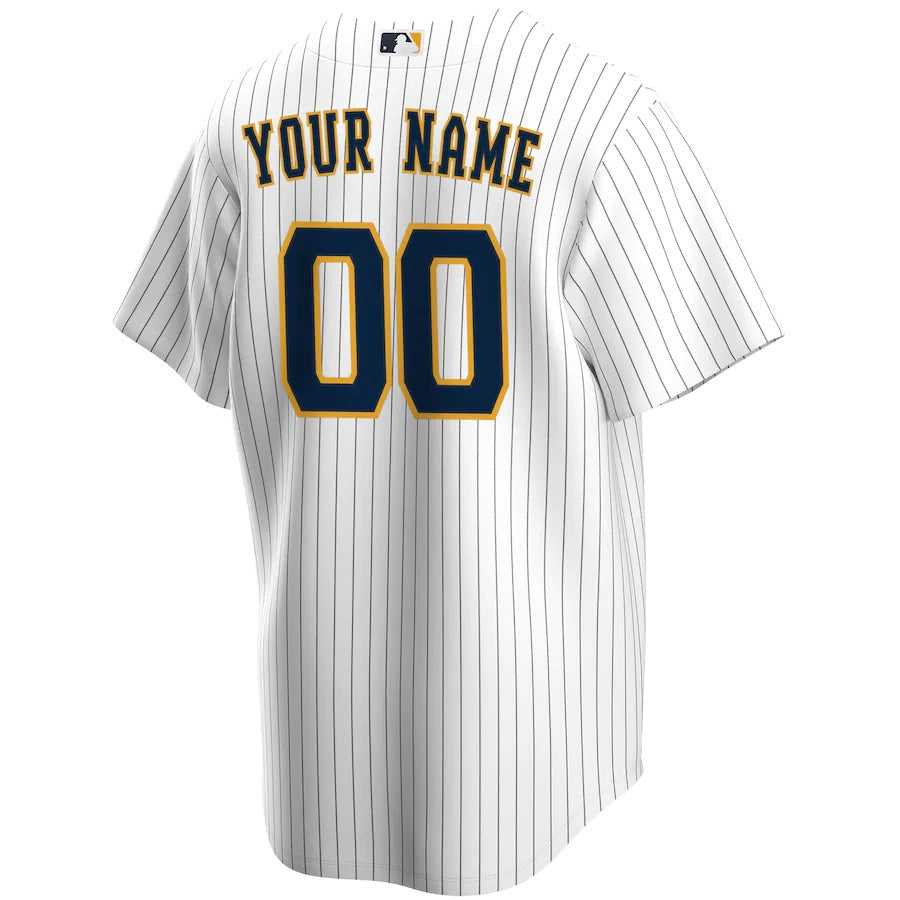 Men's Milwaukee Brewers Nike White Alternate Replica Custom Jersey