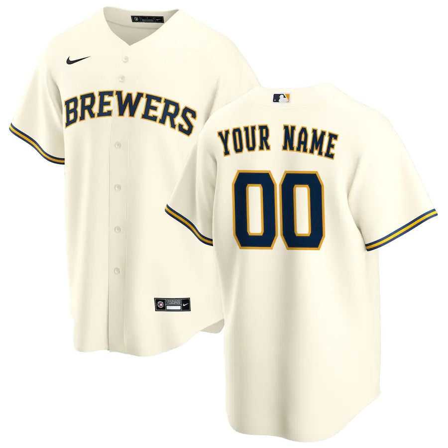 Men's Milwaukee Brewers Nike Cream Home Replica Custom Jersey