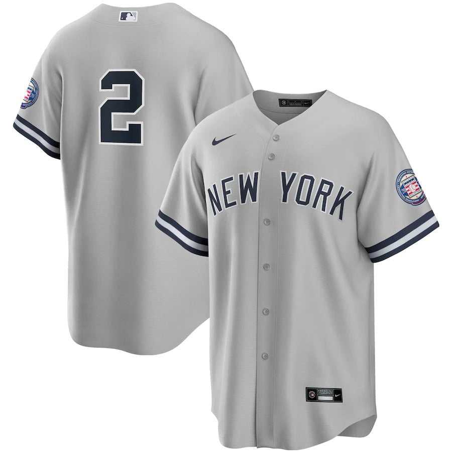 Men's New York Yankees Derek Jeter Nike Gray 2020 Hall of Fame Induction Replica Jersey