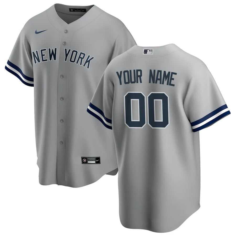 Men's New York Yankees Nike Gray Road Replica Custom Jersey