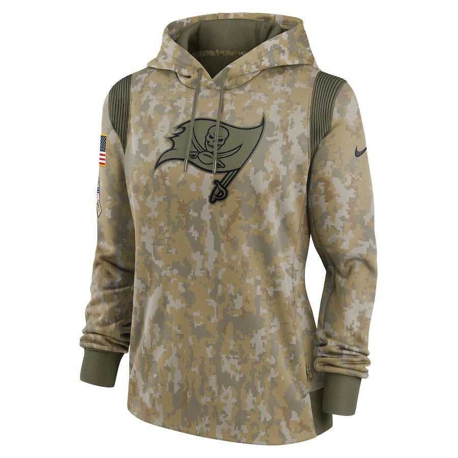 Women's Tampa Bay Buccaneers Nike Olive 2021 Salute To Service Therma Performance Pullover Hoodie
