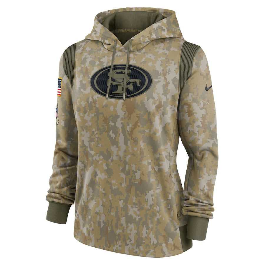 Women's San Francisco 49ers Nike Olive 2021 Salute To Service Therma Performance Pullover Hoodie