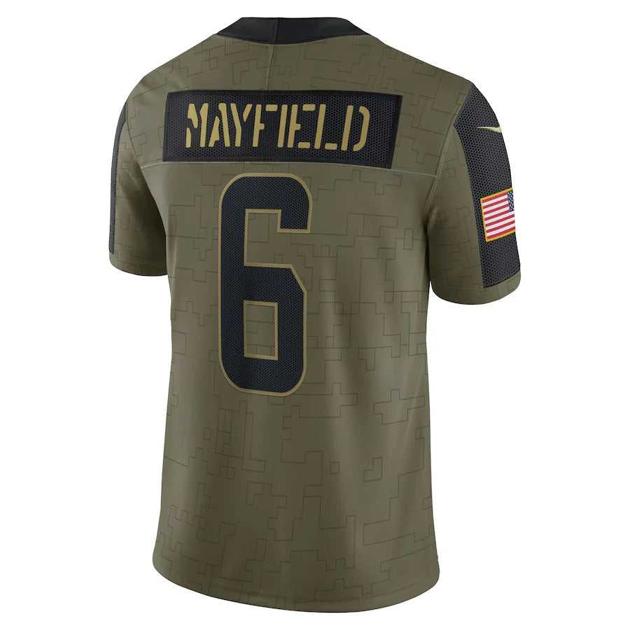 Men's Cleveland Browns Baker Mayfield Nike Olive 2021 Salute To Service Limited Player Jersey