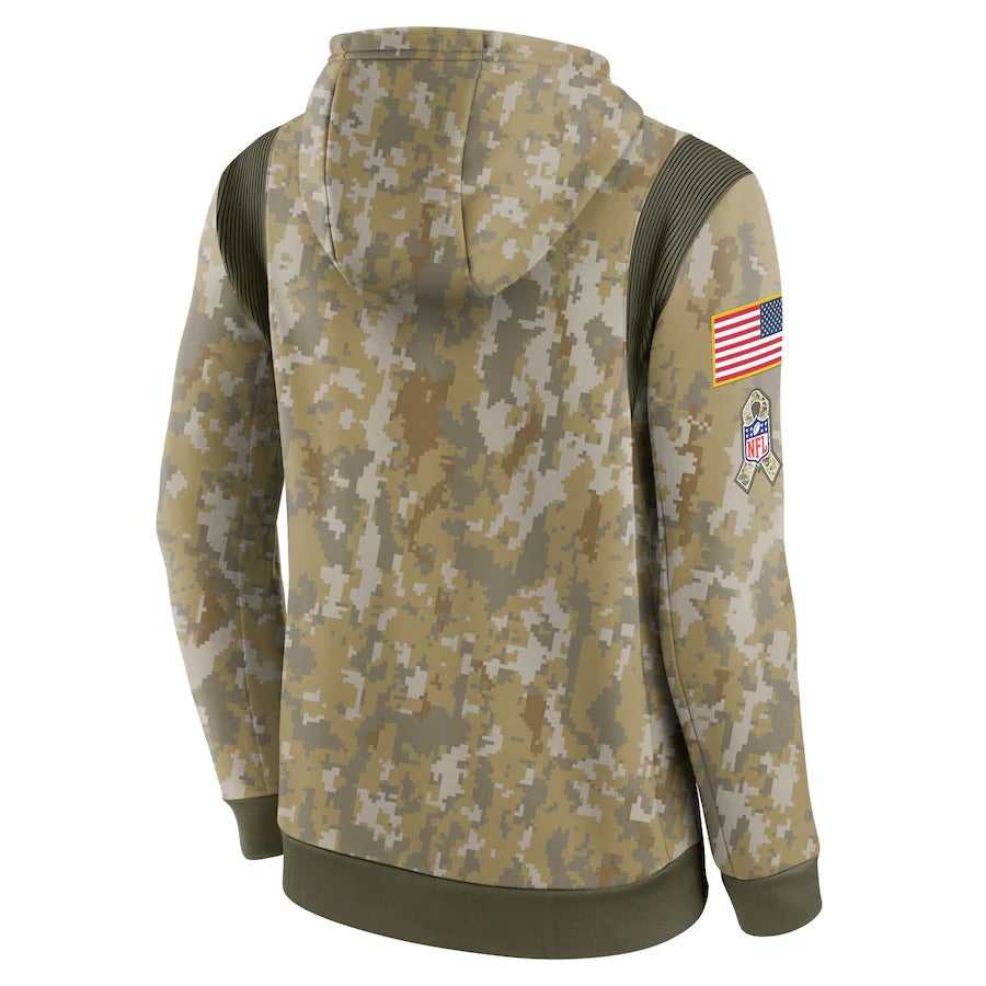 Men's Carolina Panthers Nike Camo 2021 Salute To Service Therma Performance Pullover Hoodie