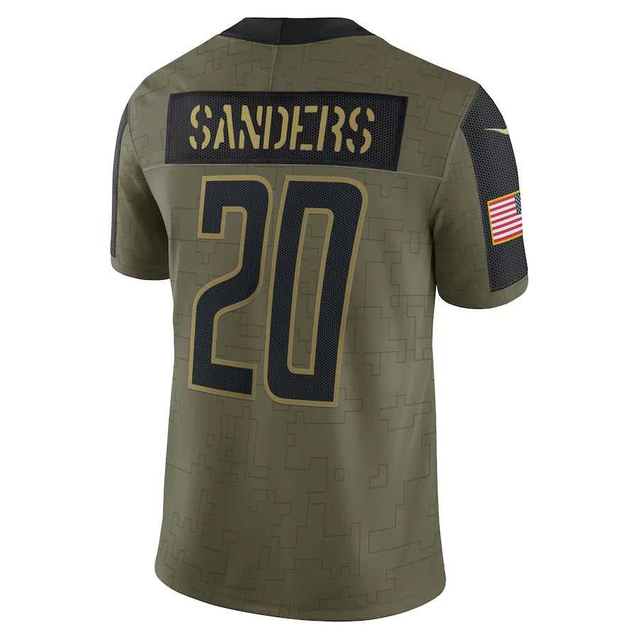 Men's Detroit Lions Barry Sanders Nike Olive 2021 Salute To Service Retired Player Limited Jersey